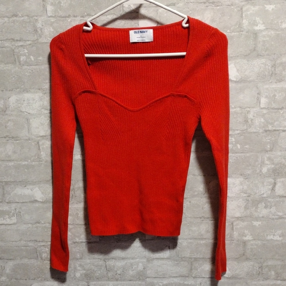 Old Navy Red Ribbed Sweater